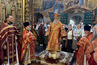 В десятое воскресенье по Пасхе епископ Вениамин возглавил Крестный ход с иконой Всемилостивого Спаса по Борисоглебской стороне 23996